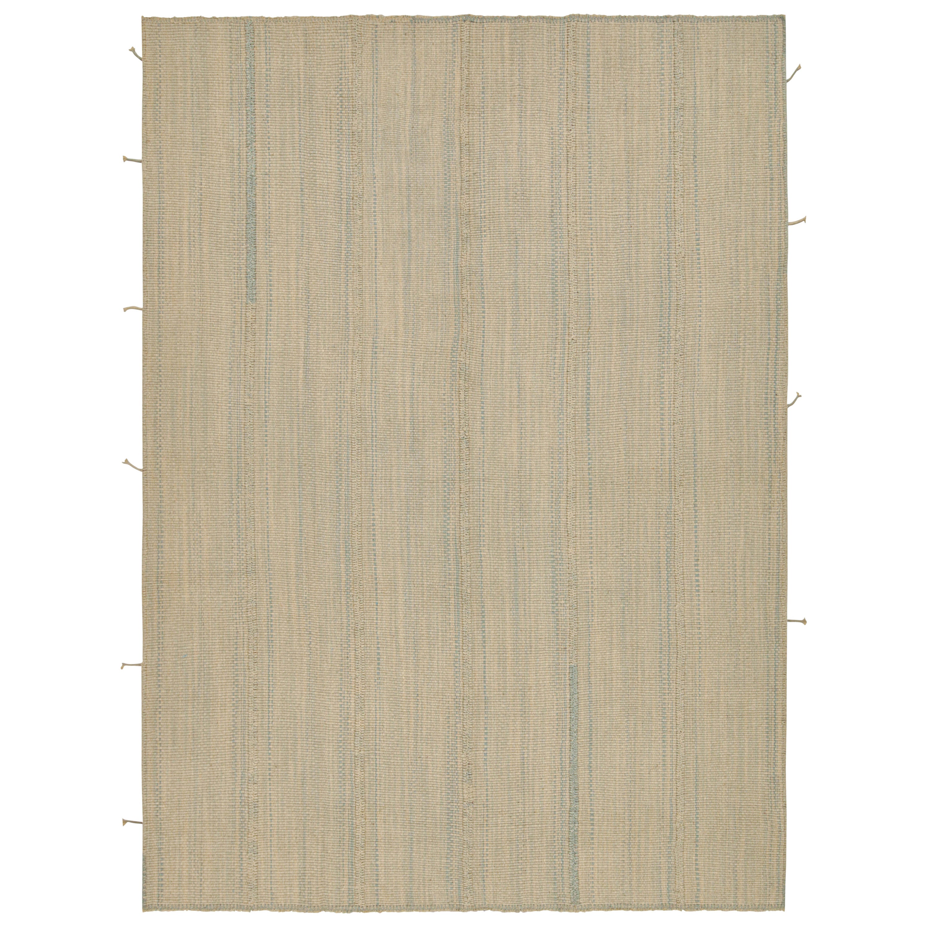 Zeitgenössischer Kilim-Teppich von Rug & Kilim in Blau und Beige gestreift