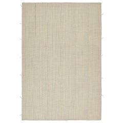 Rug & Kilim’s Contemporary Kilim Rug in Blue and Beige Stripes