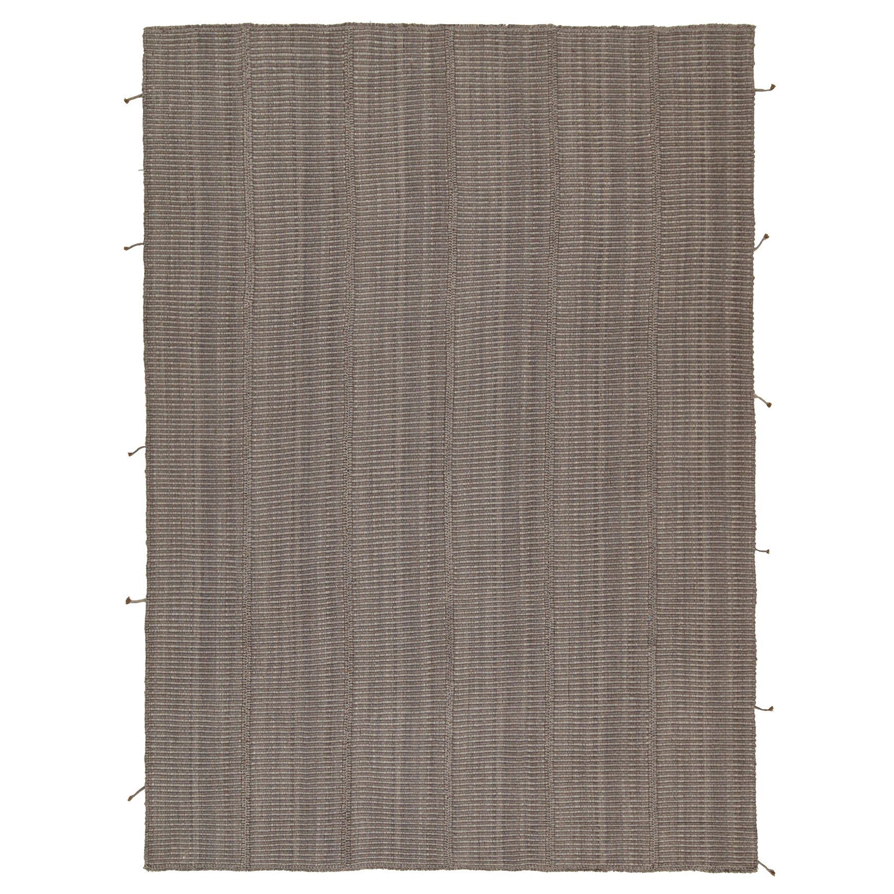 Rug & Kilim’s Contemporary Kilim Rug in Gray with Brown Accents