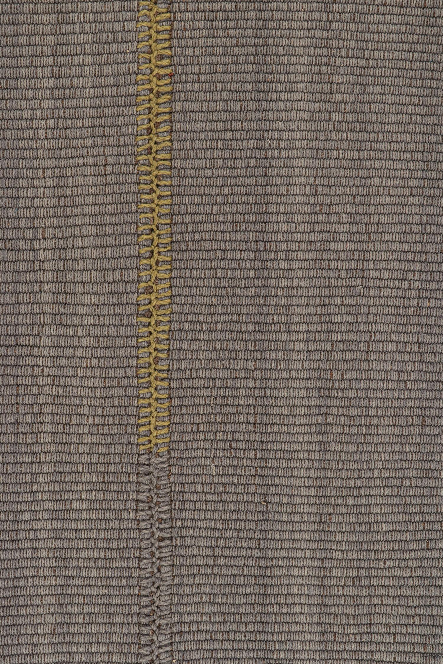 Rug & Kilim’s Contemporary Kilim Rug in Gray with Mustard and Brown Accents In New Condition For Sale In Long Island City, NY