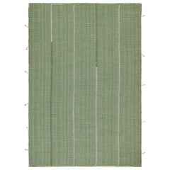 Rug & Kilim’s Contemporary Kilim Rug in Green and Blue Stripes
