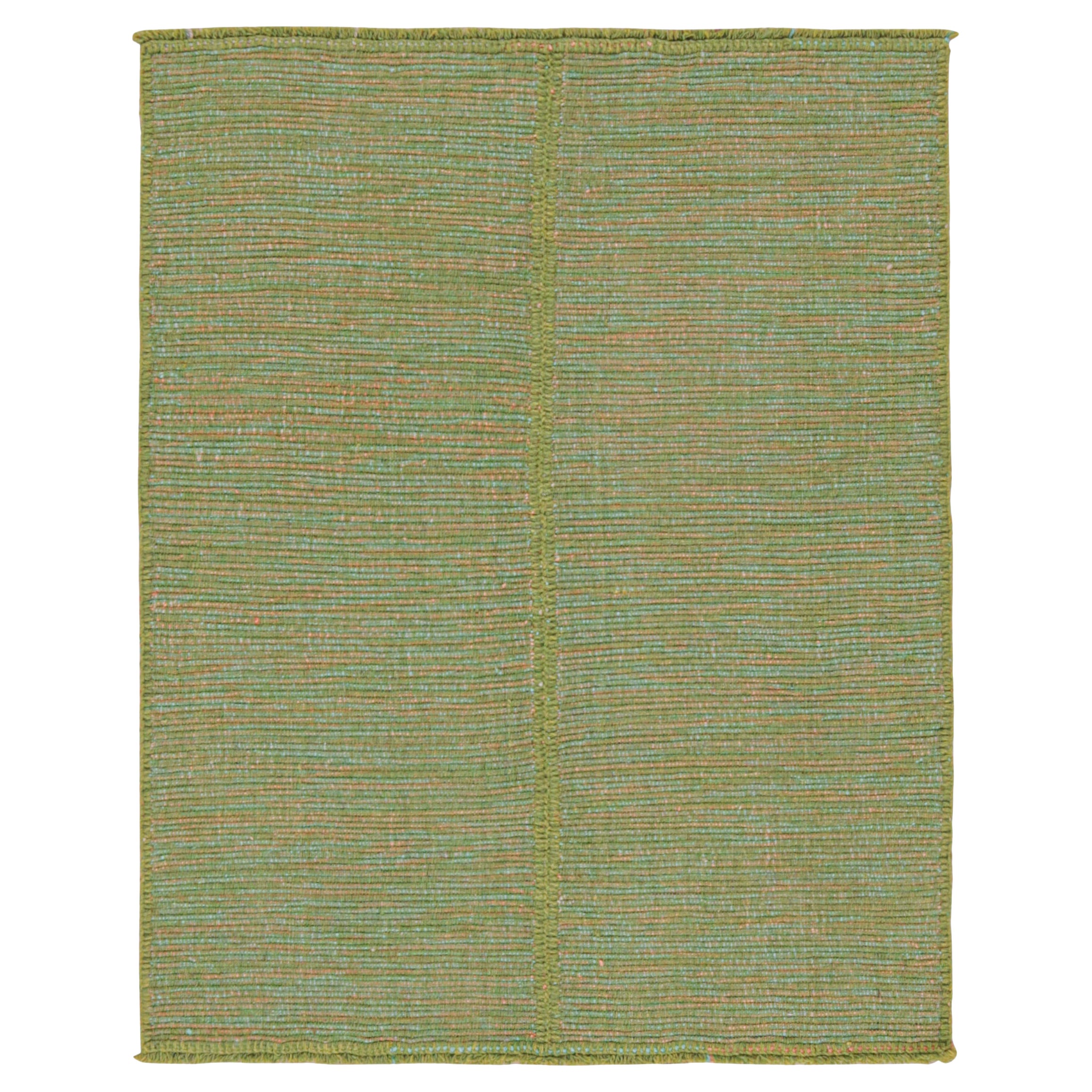 Rug & Kilim’s Contemporary Kilim Rug in Green with Teal and Pink Accents