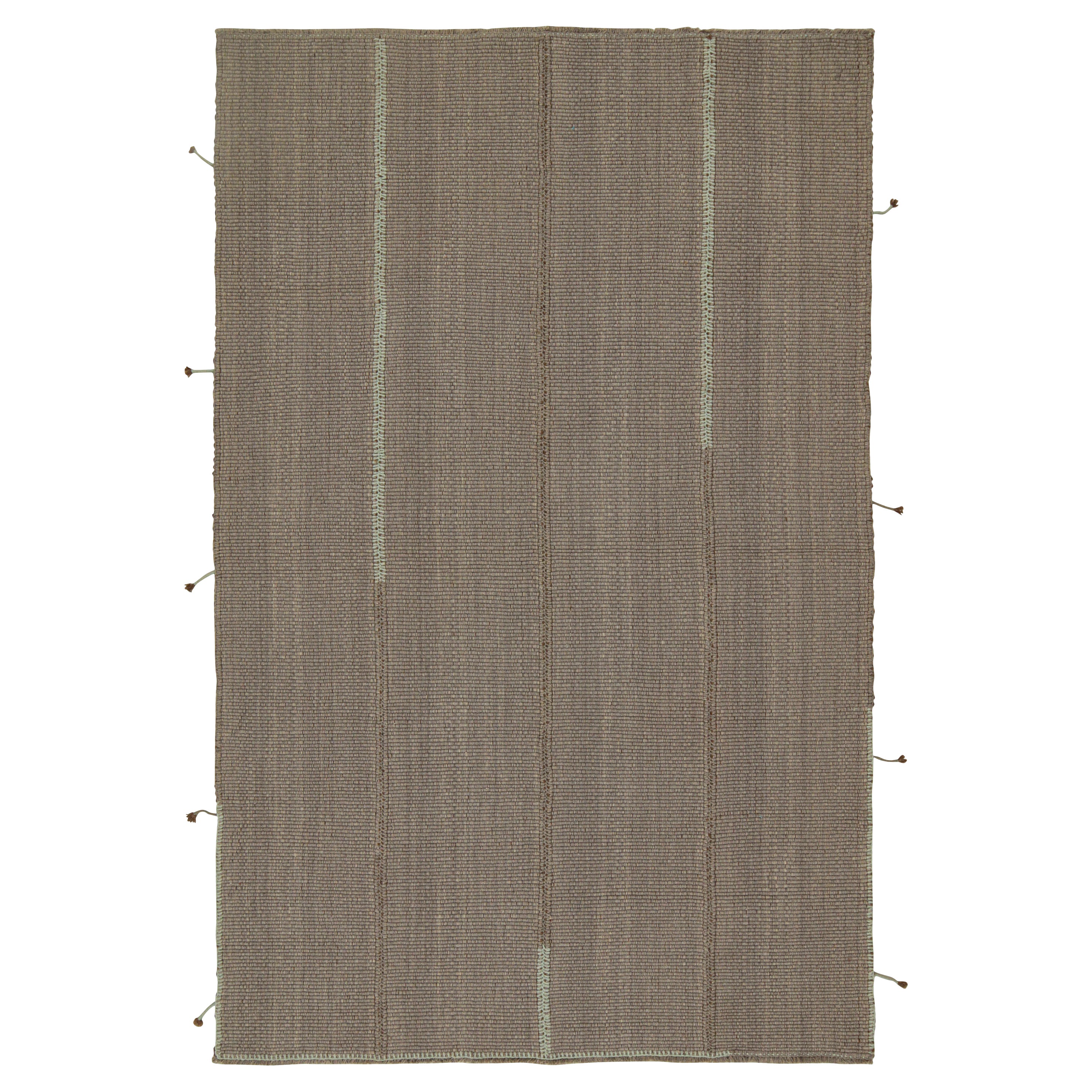 Rug & Kilim - Tappeto Kilim contemporaneo grigio con accenti marroni e blu