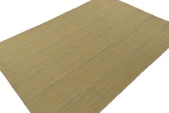 Rug & Kilim’s Contemporary Kilim Rug in Mustard with Sky Blue Stripes