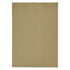 Rug & Kilim’s Contemporary Kilim Rug in Mustard with Sky Blue Stripes