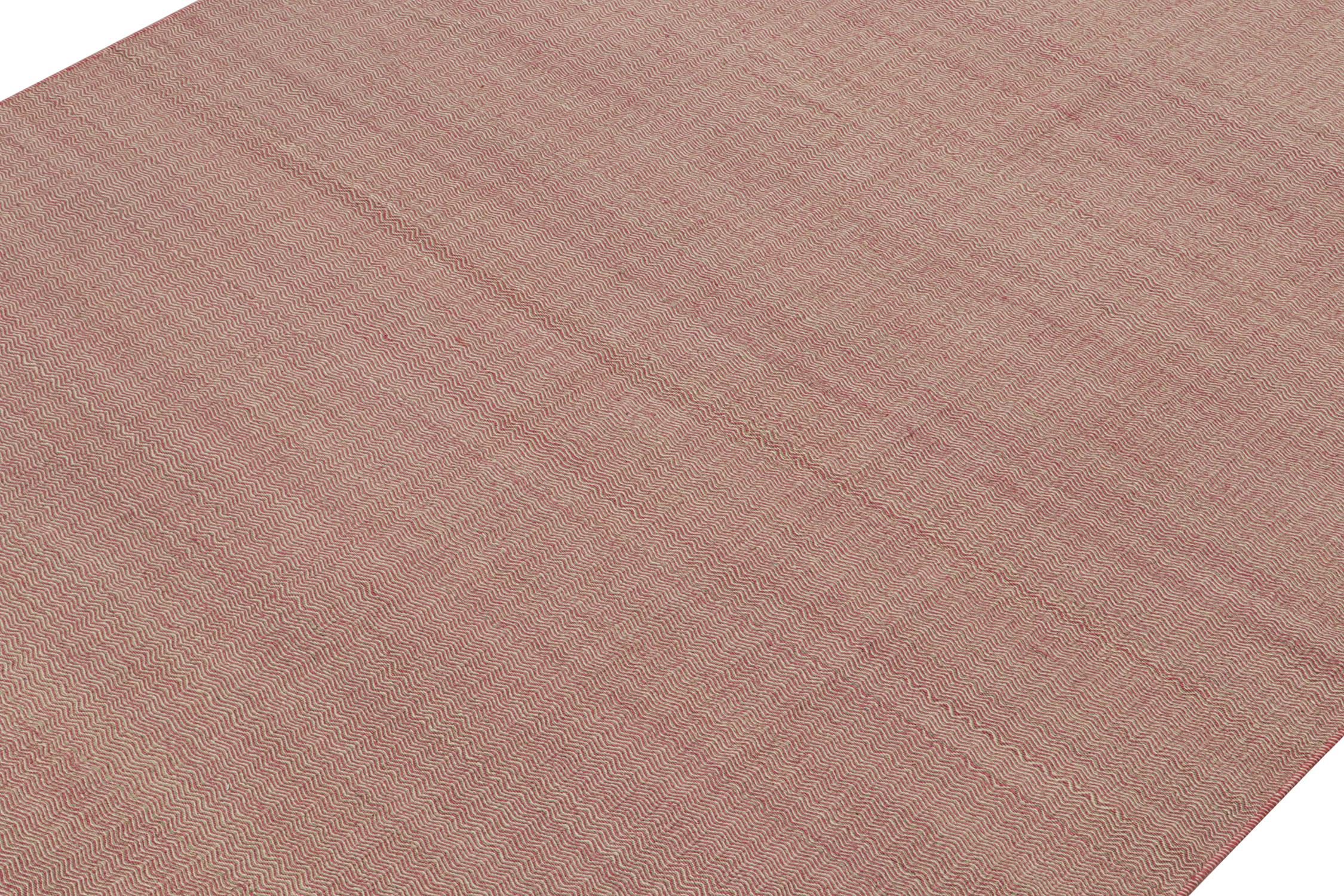Tapis Kilim contemporain de Rug & Kilim en chevrons roses et beiges Neuf - En vente à Long Island City, NY