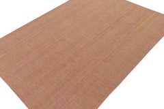 Rug & Kilim’s Contemporary Kilim Rug in Pink with Gold and Chartreuse Accents