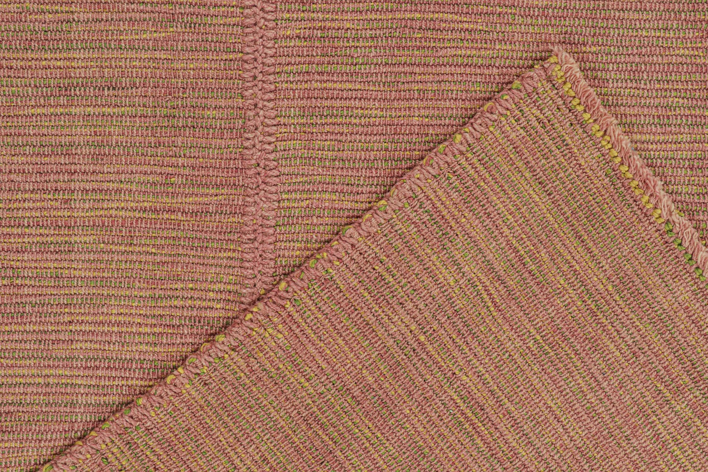 Rug & Kilim’s Contemporary Kilim Rug in Pink with Gold and Chartreuse Accents In New Condition For Sale In Long Island City, NY