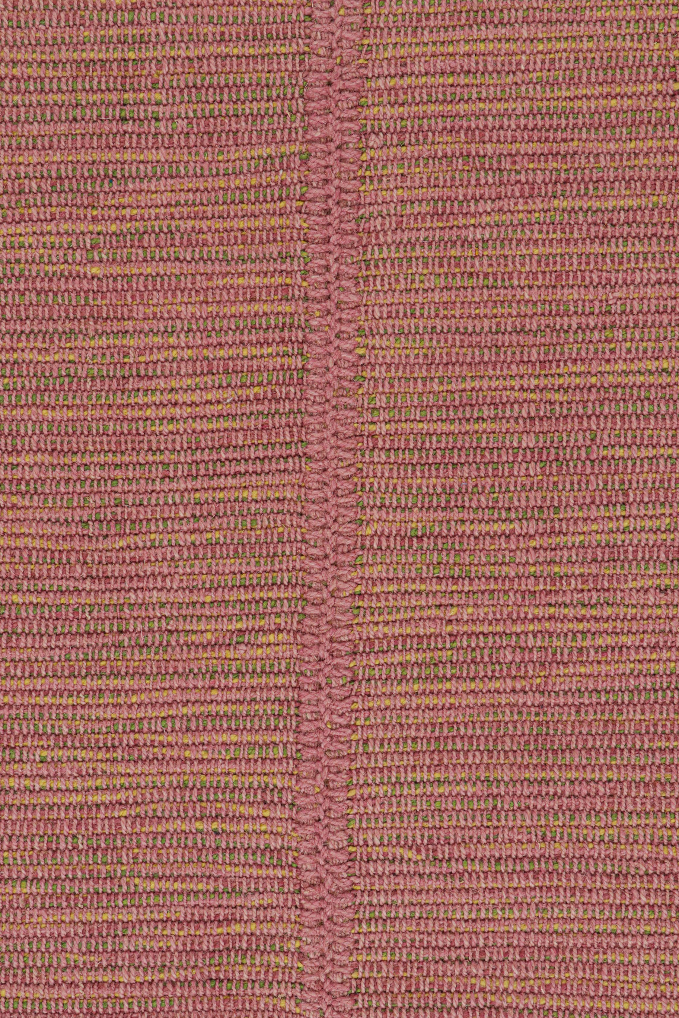 Rug & Kilim’s Contemporary Kilim Rug in Pink with Yellow and Green Accents In New Condition For Sale In Long Island City, NY