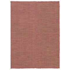 Rug & Kilim’s Contemporary Kilim Rug in Pink with Yellow and Green Accents