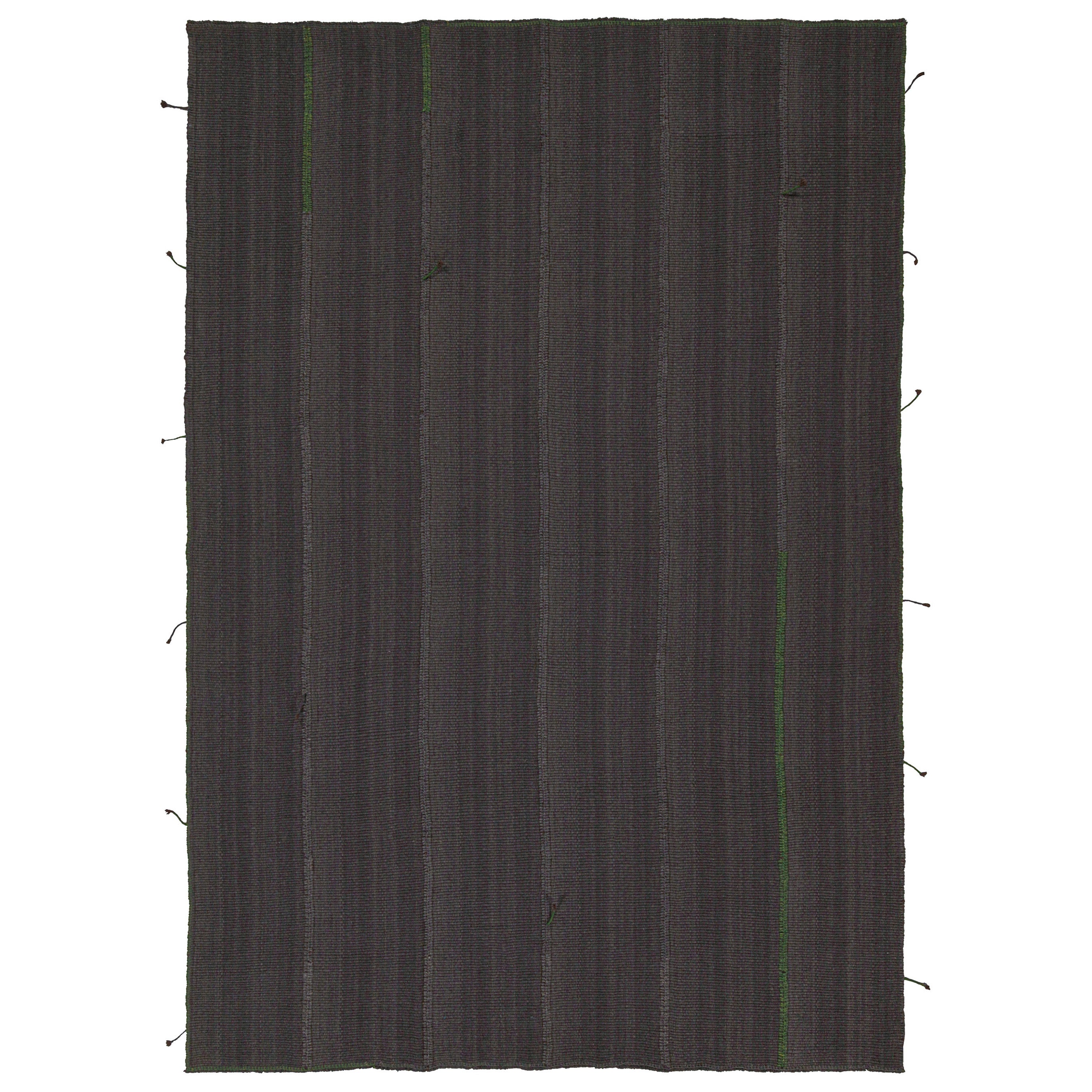 Rug & Kilim’s Contemporary Kilim Rug in Slate Grey with Purple & Brown Accents For Sale