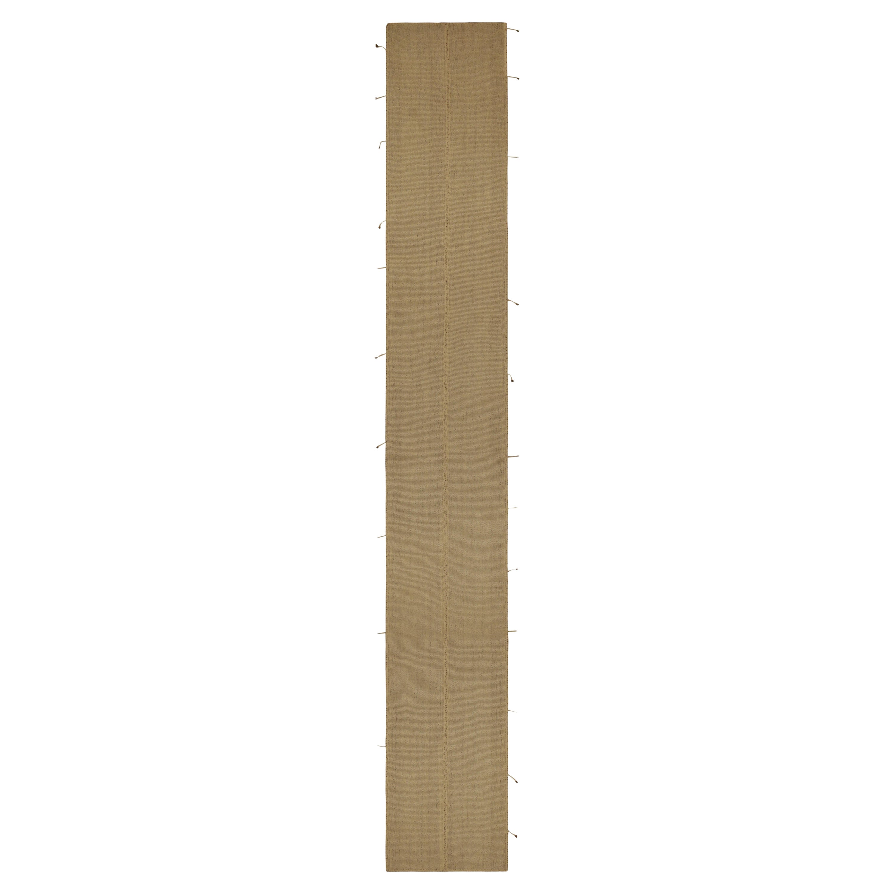 Rug & Kilim’s Contemporary Kilim Runner in Beige-Brown with Muted Stripes For Sale