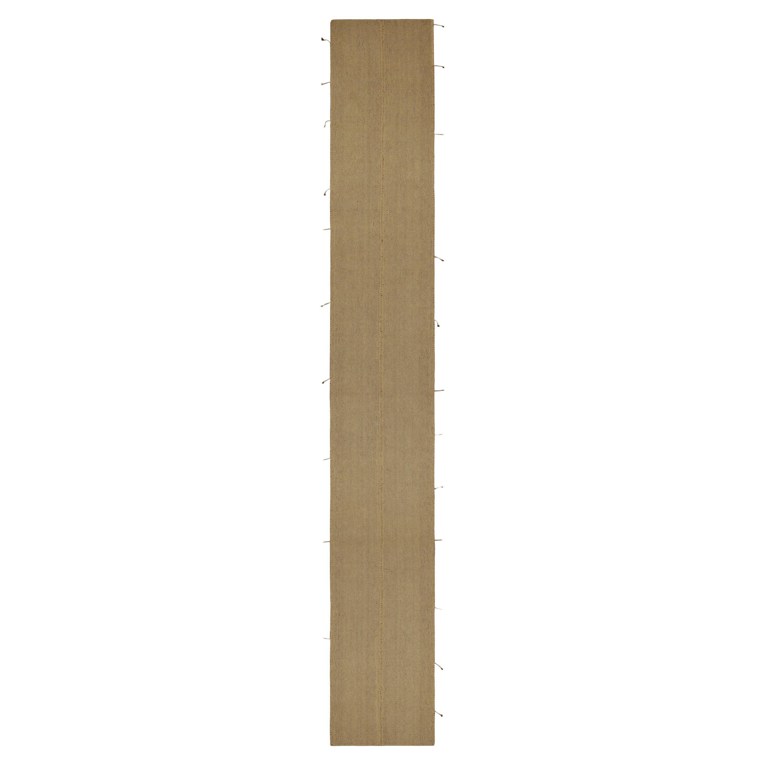 Rug & Kilim’s Contemporary Kilim Runner in Beige-Brown with Muted Stripes