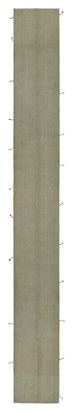 Tapis de course contemporain Kilim de Rug & Kilim en bleu avec des accents de beige et de brun