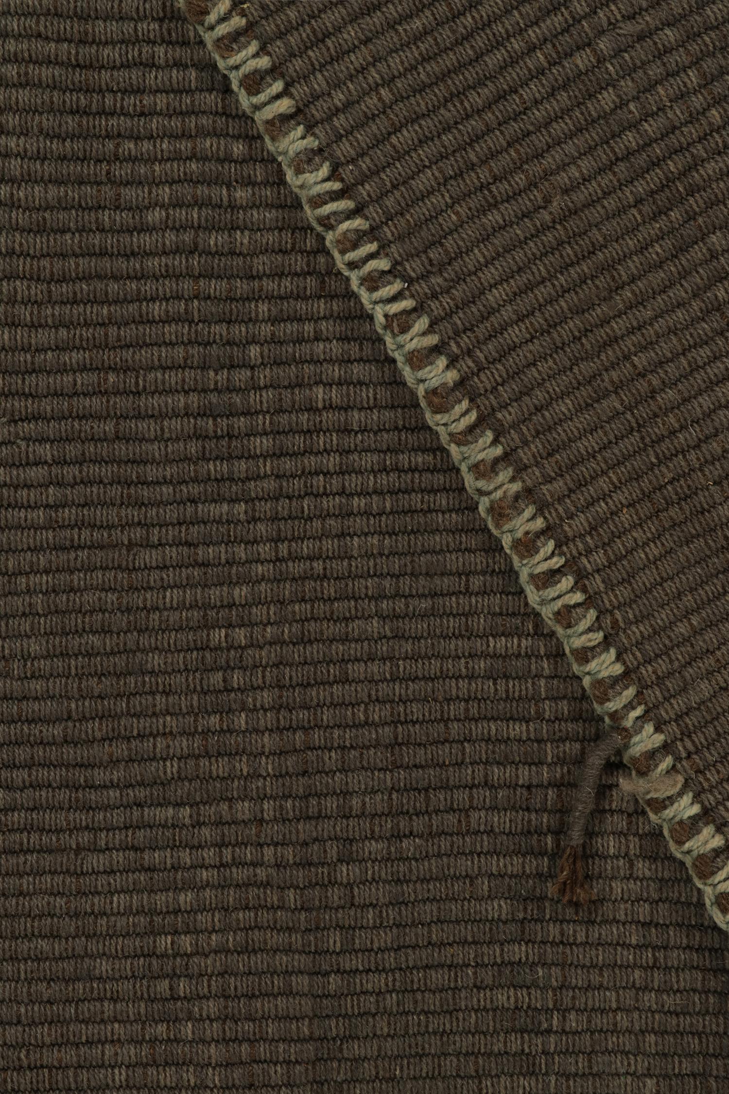 Teppich & Kilims Zeitgenössischer Kelim-Läufer in Grau mit braunen und blauen Akzenten (21. Jahrhundert und zeitgenössisch) im Angebot