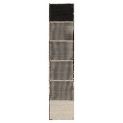Rug & Kilim’s Contemporary Kilim Runner in White and Black Textural Stripes