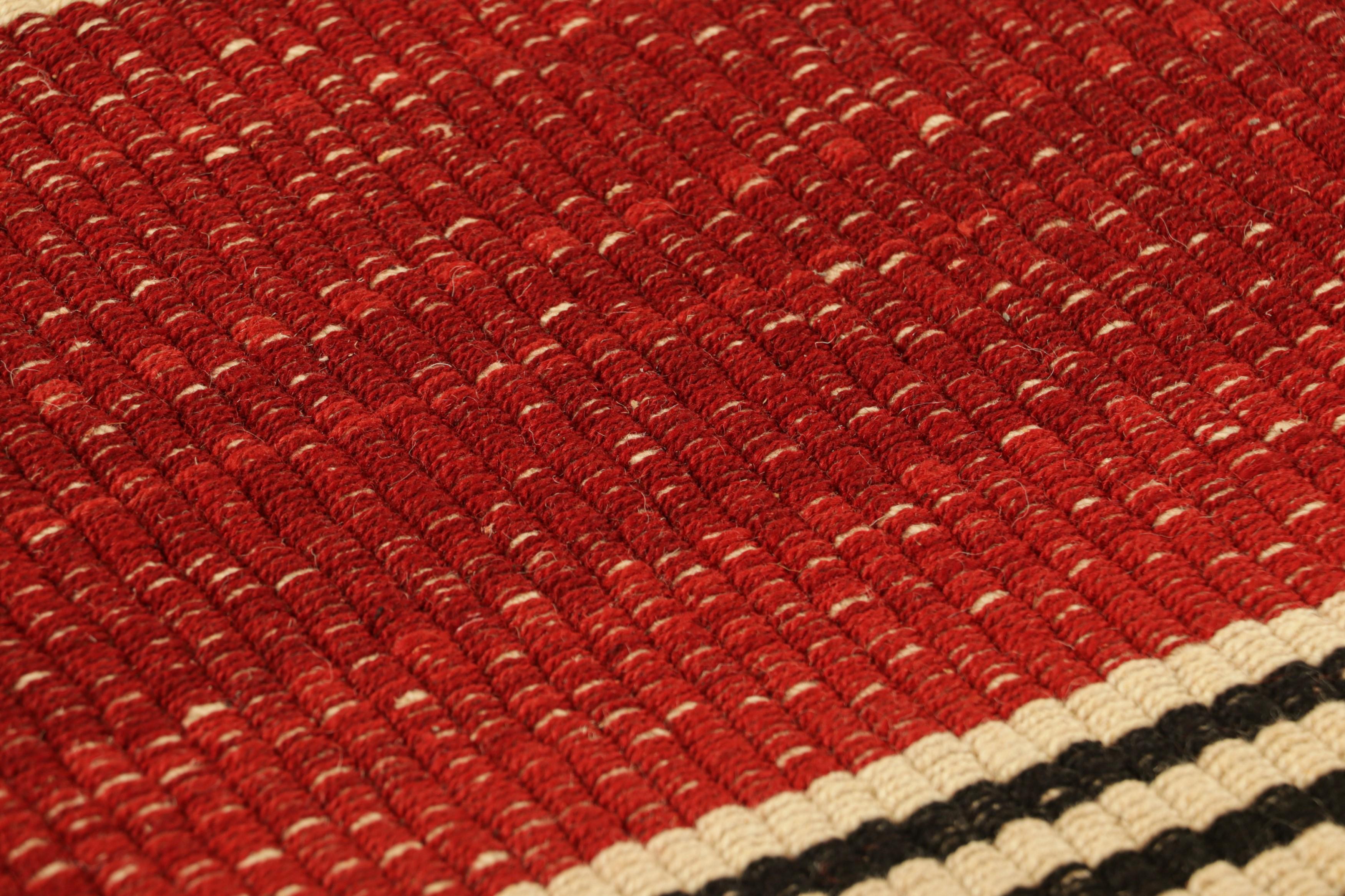 Handwoven in wool, this 2x10 Kilim and runner rug is from an inventive new contemporary flat weave collection  Rug & Kilim.

On the Design: 

Fondly dubbed, “Rez Kilims”, this modern take on classic panel-weaving enjoys a fabulous, unique play of