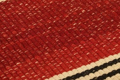 Rug & Kilim’s Contemporary Kilim Runner Rug in Red with Beige and Black Stripes