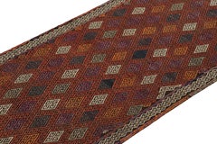 Rug & Kilim’s Contemporary Kilim Runner Rug with Polychromatic Geometric Pattern