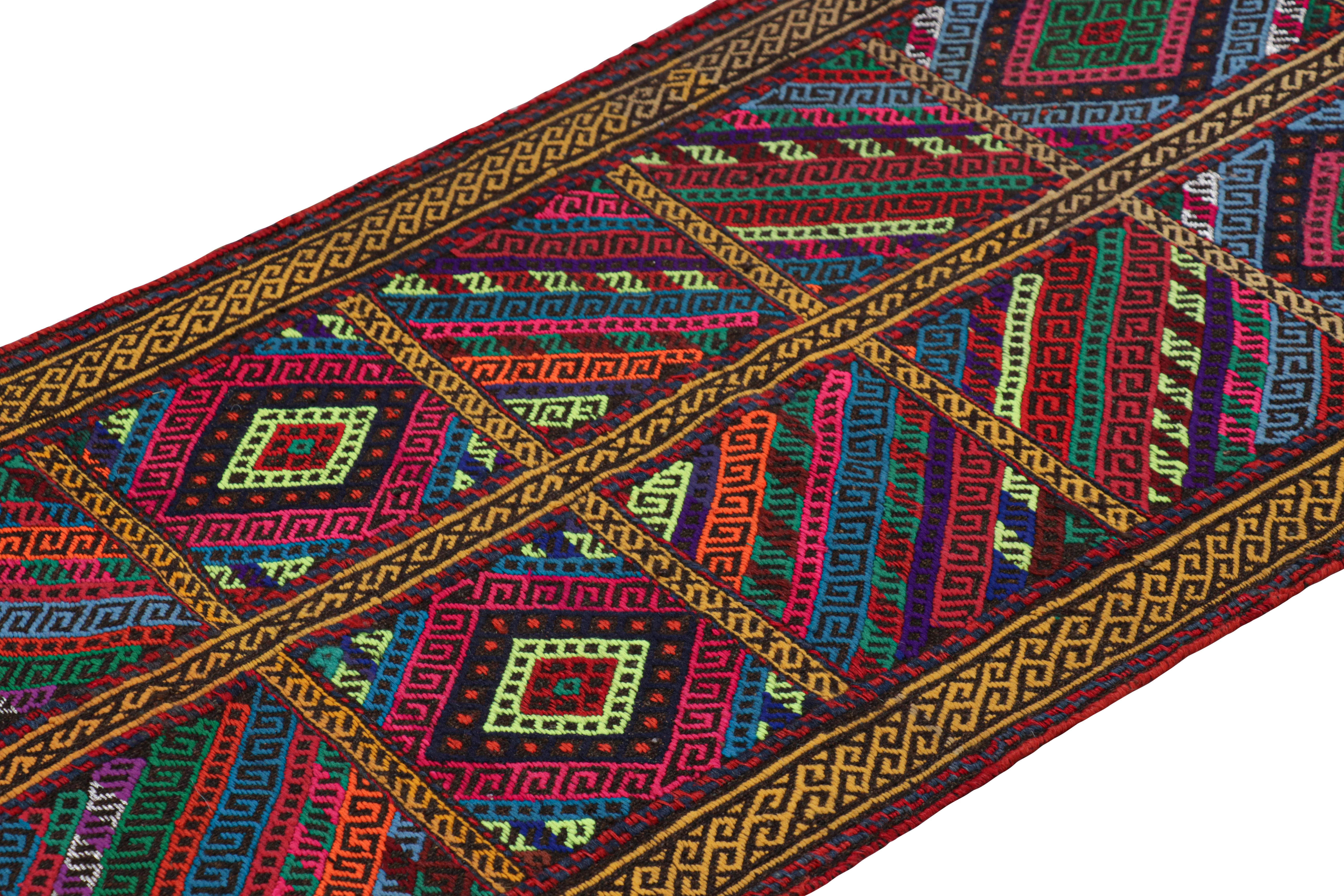 Rug & Kilim’s Contemporary Kilim Runner Rug with Polychromatic Geometric Pattern In New Condition For Sale In Long Island City, NY