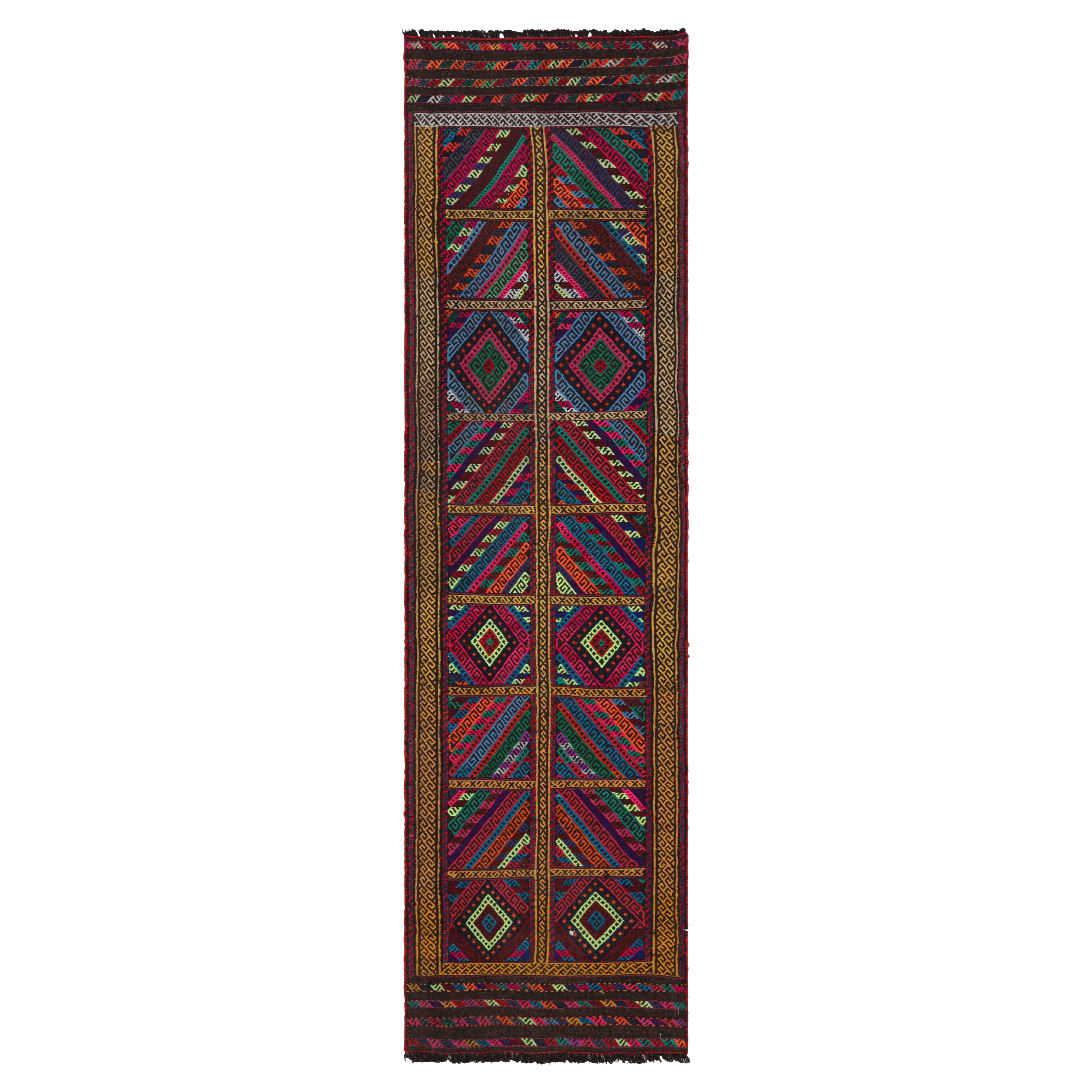 Rug & Kilim - Tappeto Runner Kilim contemporaneo con motivo geometrico policromatico