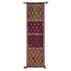 Rug & Kilim’s Contemporary Kilim Runner Rug with Polychromatic Geometric Pattern