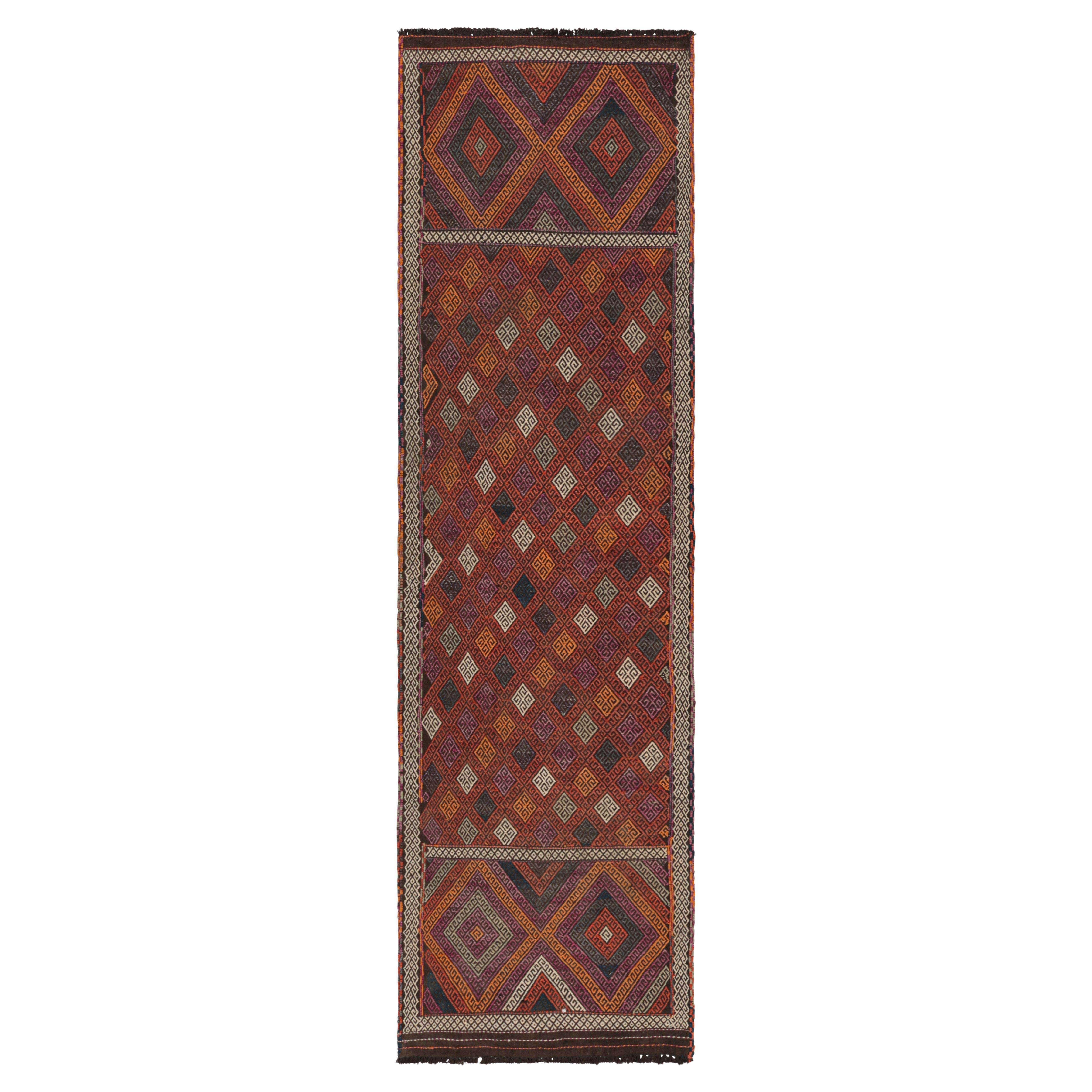 Rug & Kilim’s Contemporary Kilim Runner Rug with Polychromatic Geometric Pattern