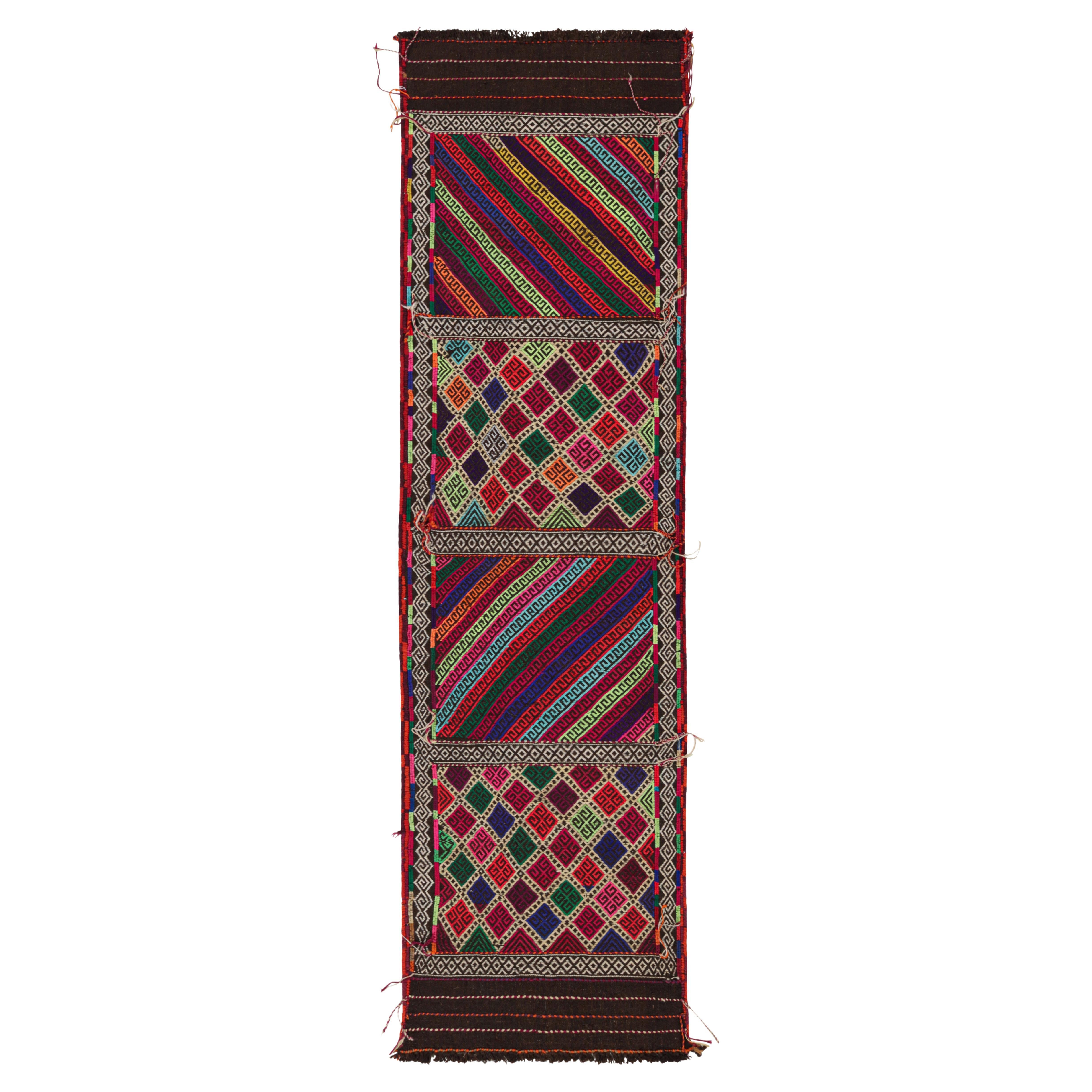 Rug & Kilim’s Contemporary Kilim Runner Rug with Polychromatic Geometric Pattern