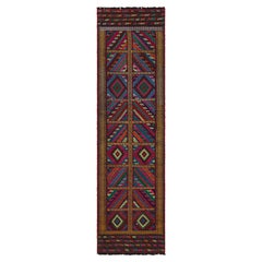 Rug & Kilim’s Contemporary Kilim Runner Rug with Polychromatic Geometric Pattern