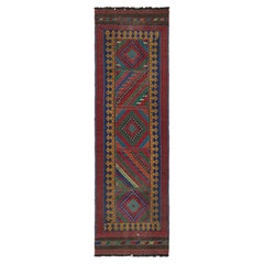 Rug & Kilim’s Contemporary Kilim Runner Rug with Polychromatic Geometric Pattern