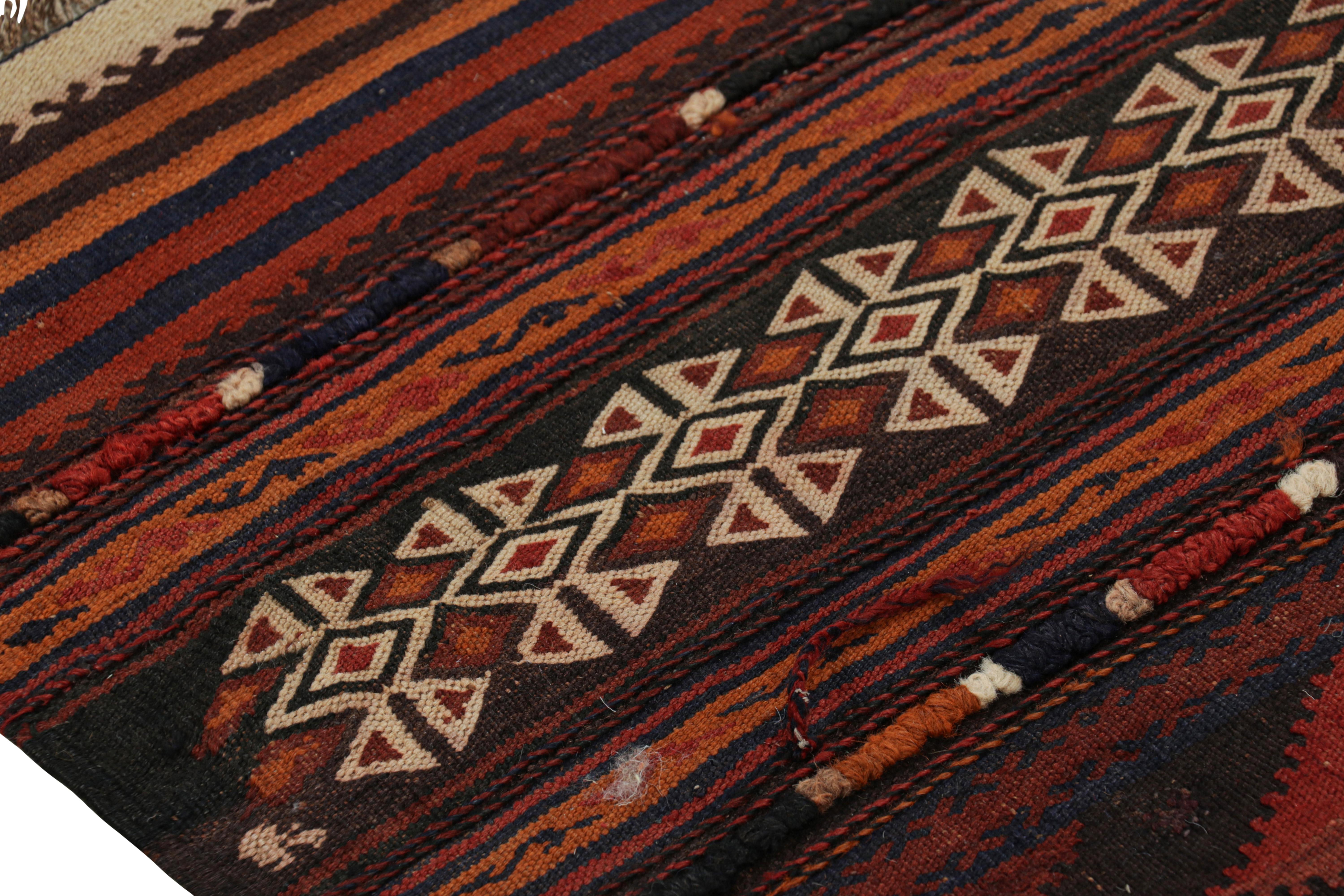 Tribal Rug & Kilim’s Contemporary Kilim Runner Rug with Polychromatic Geometric Stripes For Sale