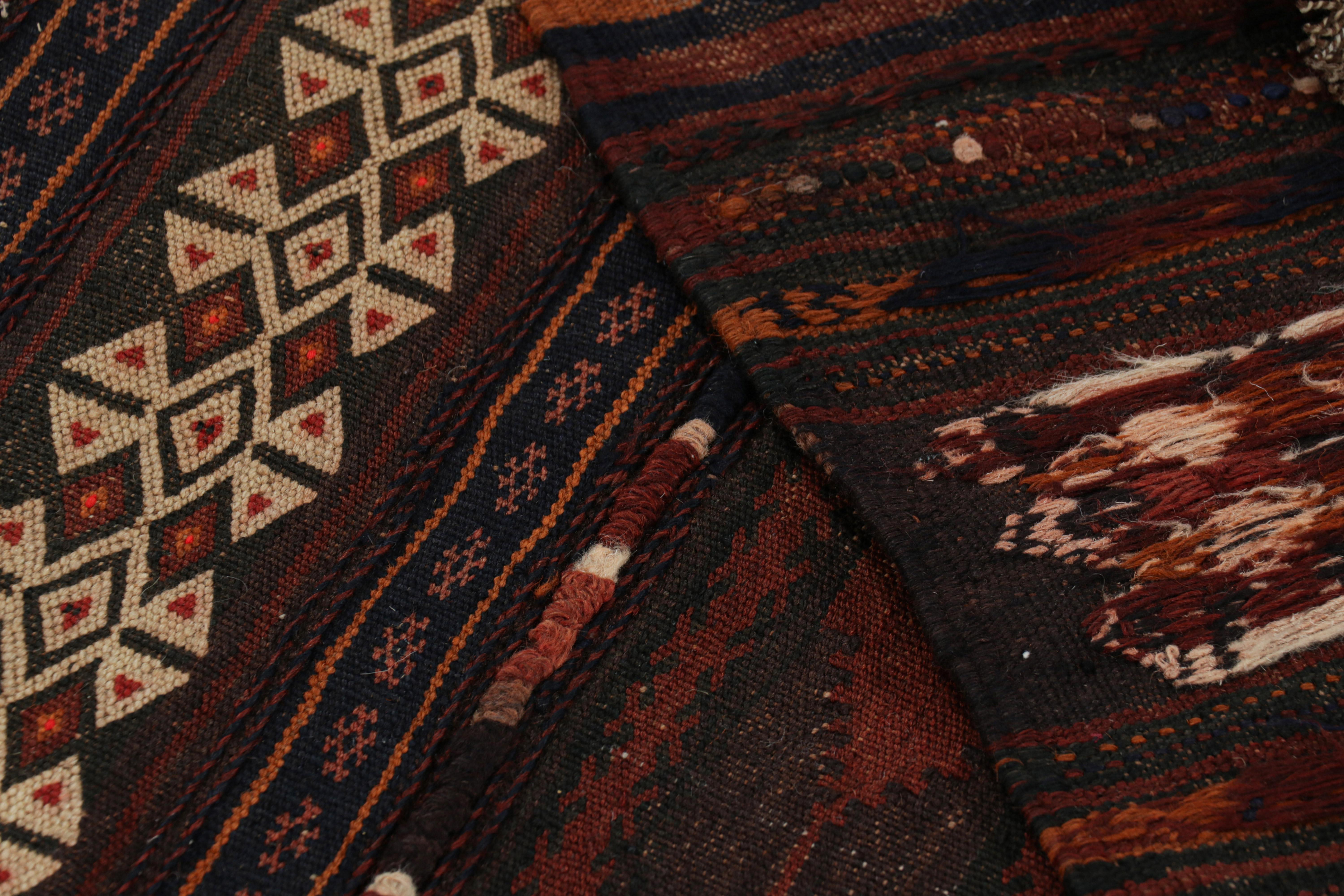 Wool Rug & Kilim’s Contemporary Kilim Runner Rug with Polychromatic Geometric Stripes For Sale
