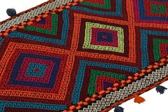 Rug & Kilim’s Contemporary Kilim Runner with Polychromatic Geometric Medallions