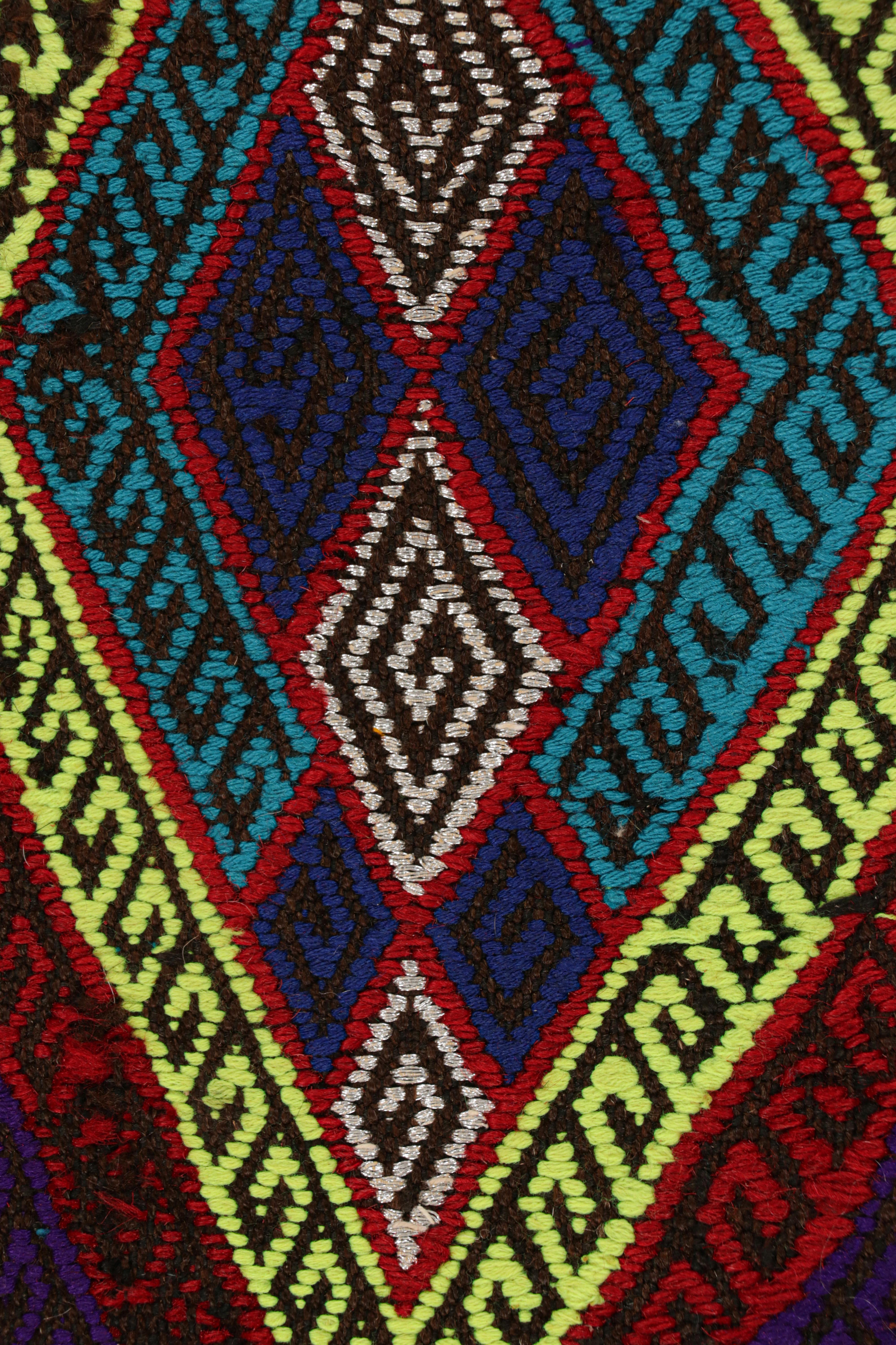 Tribal Rug & Kilim’s Contemporary Kilim Runner with Polychromatic Geometric Medallions For Sale