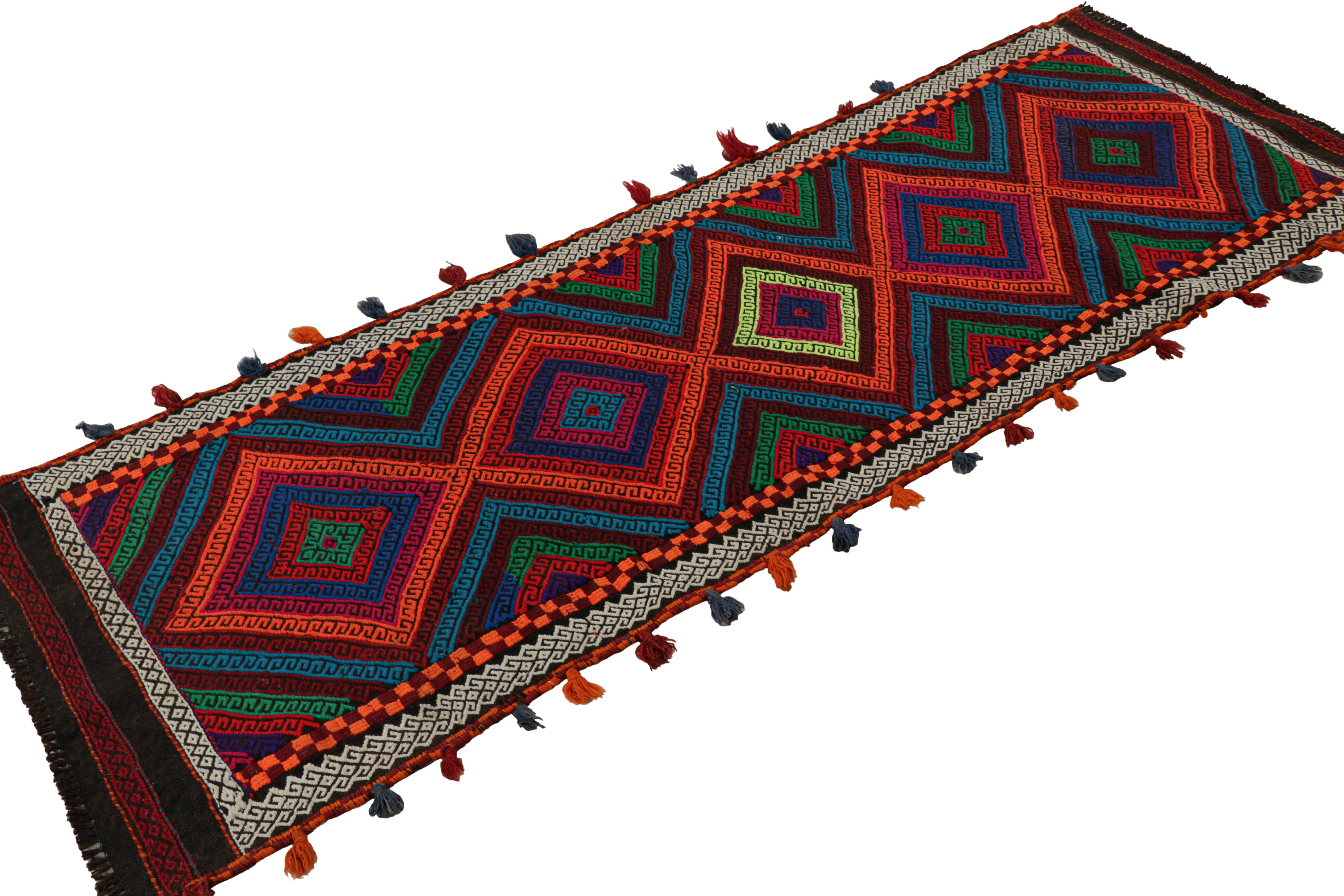 Rug & Kilim's Contemporary Kilim Runner mit polychromen geometrischen Medaillons (Afghanisch) im Angebot