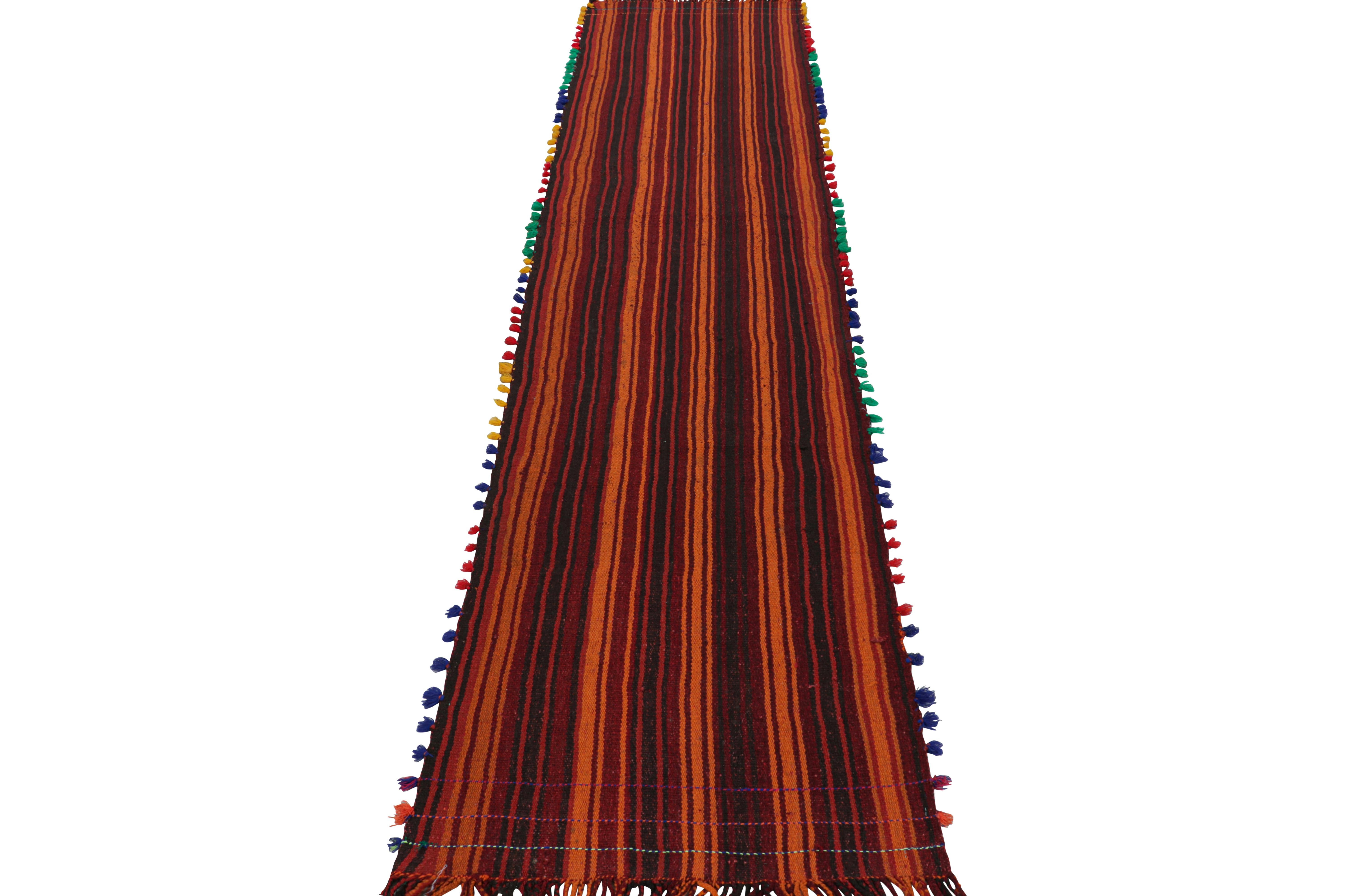 Hand-Woven Rug & Kilim’s Contemporary Kilim Runner with Polychromatic Geometric Stripes For Sale