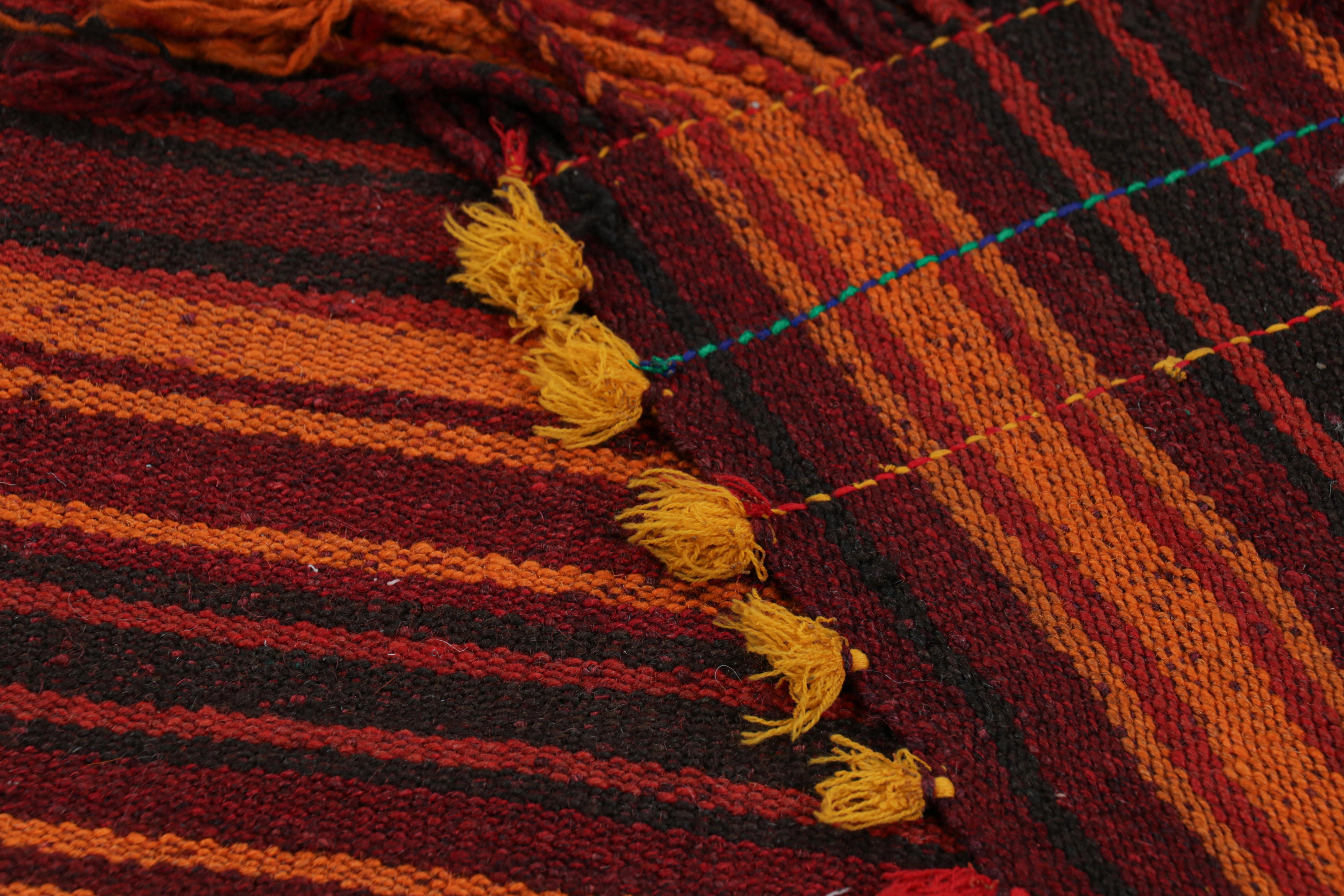 Wool Rug & Kilim’s Contemporary Kilim Runner with Polychromatic Geometric Stripes For Sale