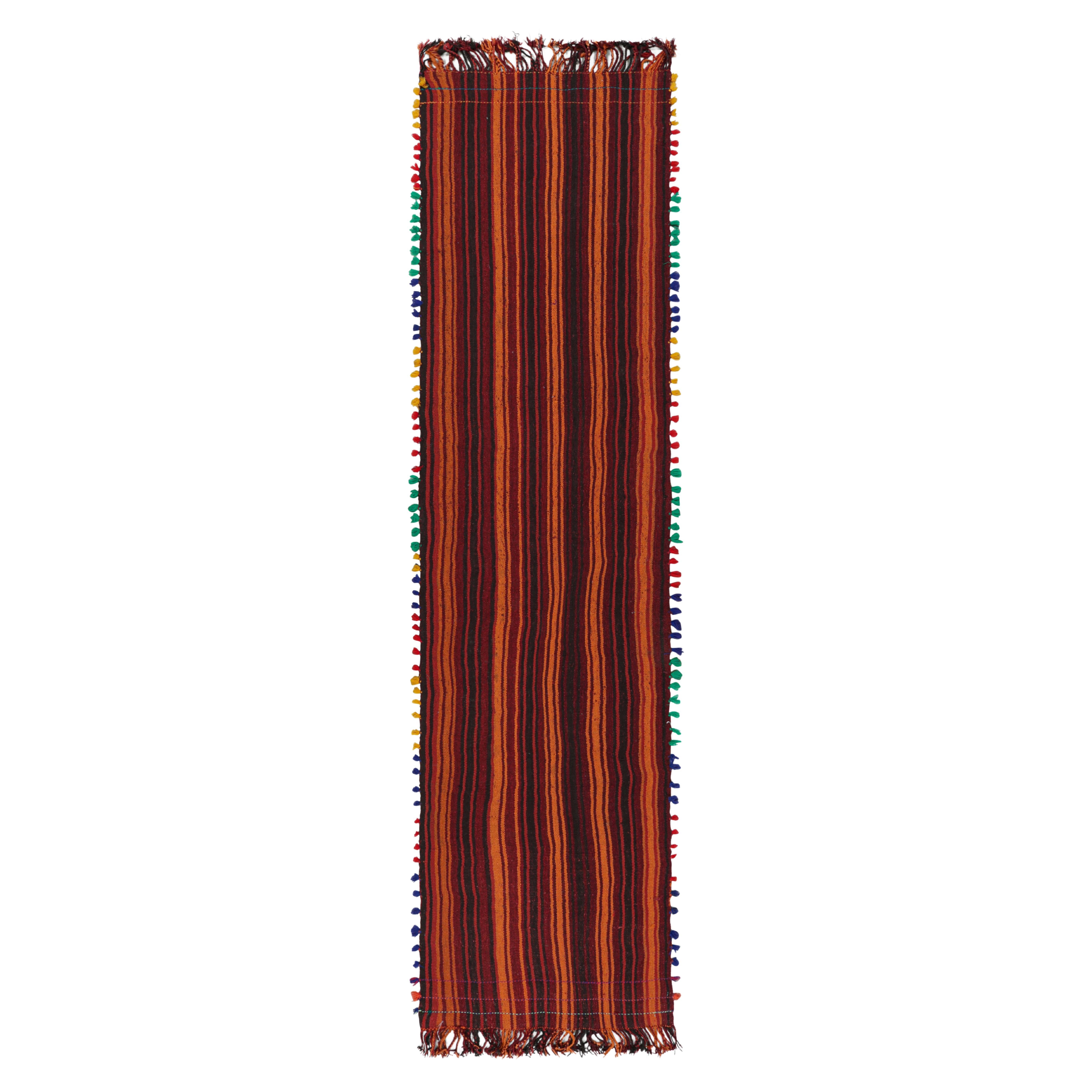 Rug & Kilim’s Contemporary Kilim Runner with Polychromatic Geometric Stripes