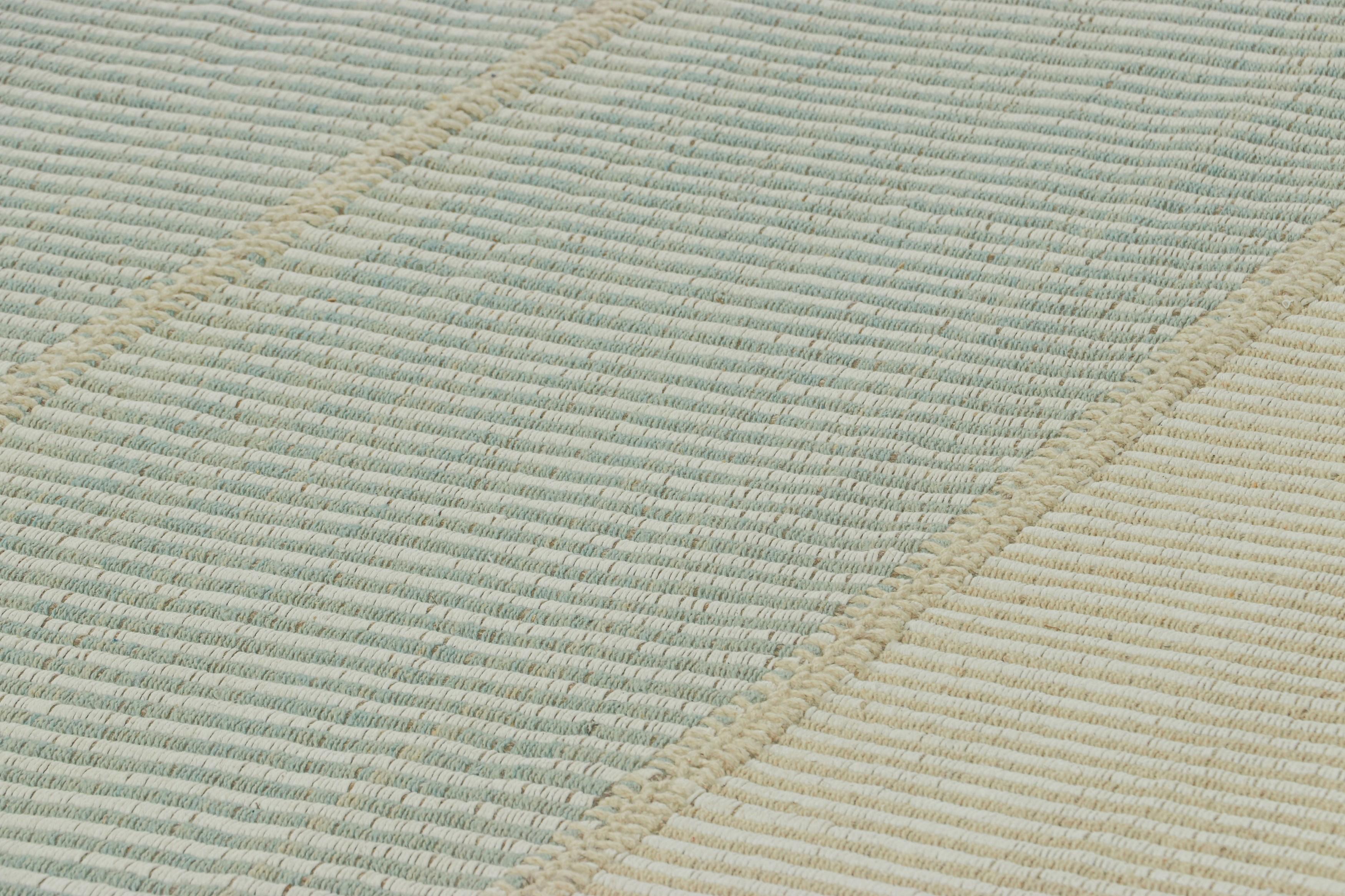 Handwoven in wool, this 9x12 contemporary Kilim is from an exciting new custom-capable flatweave collection by Rug & Kilim.

On the Design:

“Rez Kilim” represents a contemporary homage to Turkish and Persian panel-weaving styles in a textural
