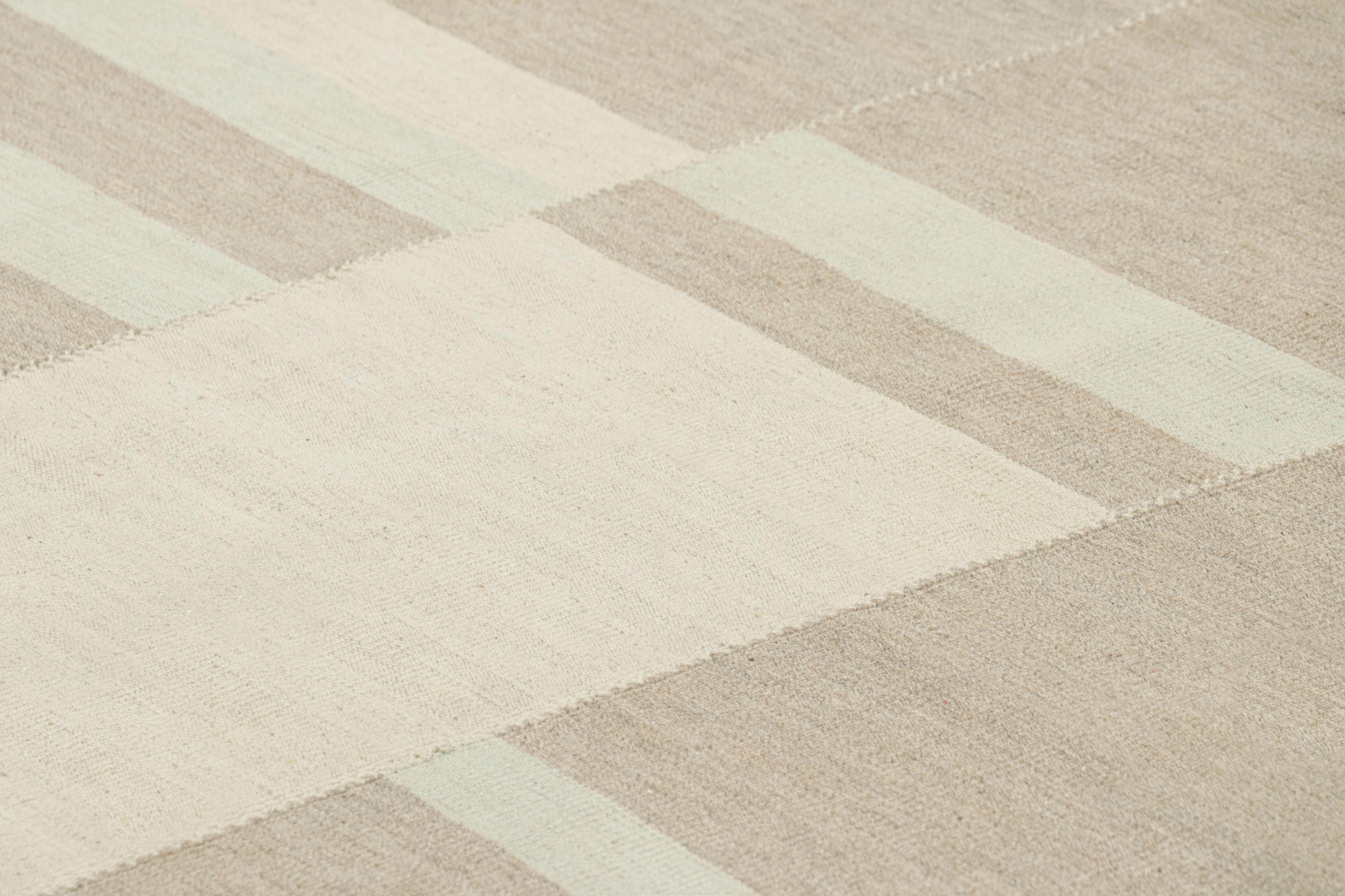 Handwoven in wool, this 8x12 contemporary Kilim is from an exciting new custom-capable flatweave collection by Rug & Kilim.

On the Design:

“Rez Kilim” represents a contemporary homage to Turkish and Persian panel-weaving styles in a textural