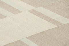 Rug & Kilim’s Contemporary Kilim, Textural Cream White and Beige-Brown Stripes