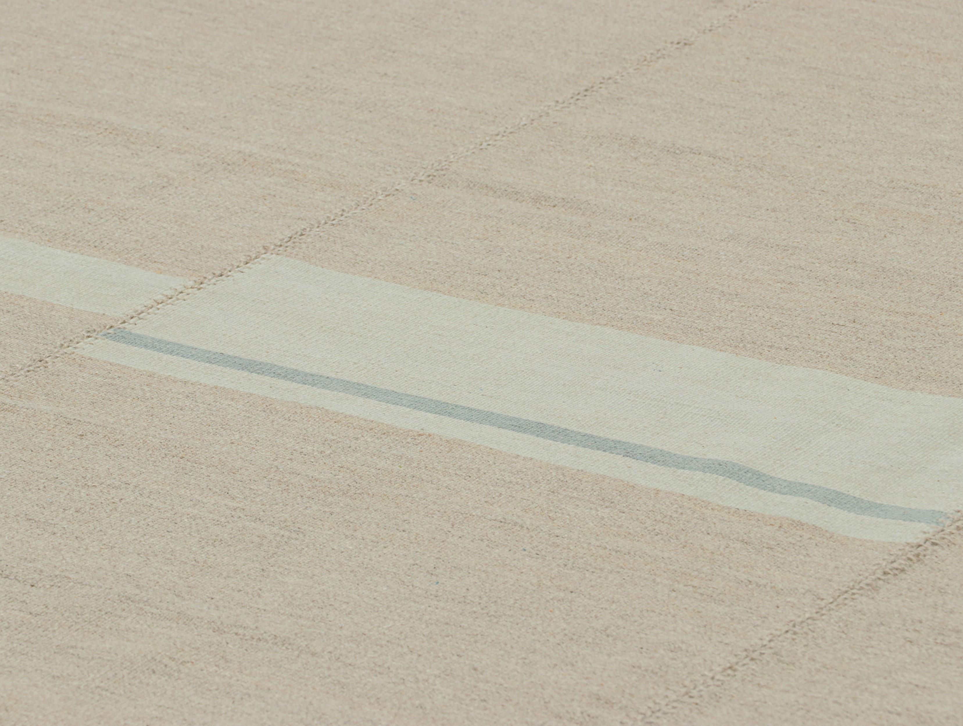 Handwoven in wool, this 9x12 contemporary Kilim is from an exciting new custom-capable flatweave collection by Rug & Kilim.

On the Design:

“Rez Kilim” represents a contemporary homage to Turkish and Persian panel-weaving styles in a textural