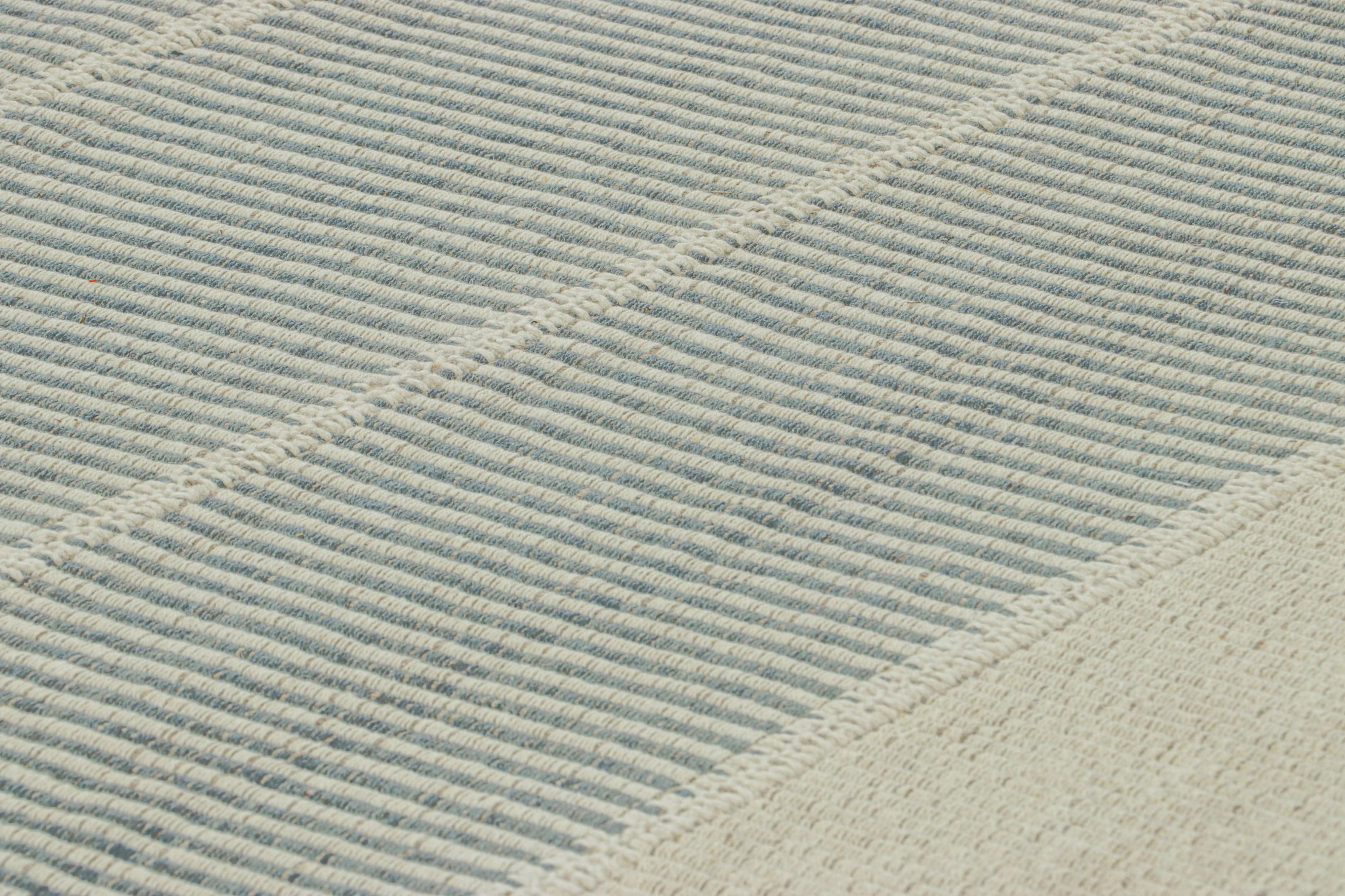 Handwoven in wool, this 9x12 contemporary Kilim is from an exciting new custom-capable flatweave collection by Rug & Kilim.

On the Design:

“Rez Kilim” represents a contemporary homage to Turkish and Persian panel-weaving styles in a textural