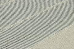 Rug & Kilim’s Contemporary Kilim, Textural White and Slate Blue Stripes