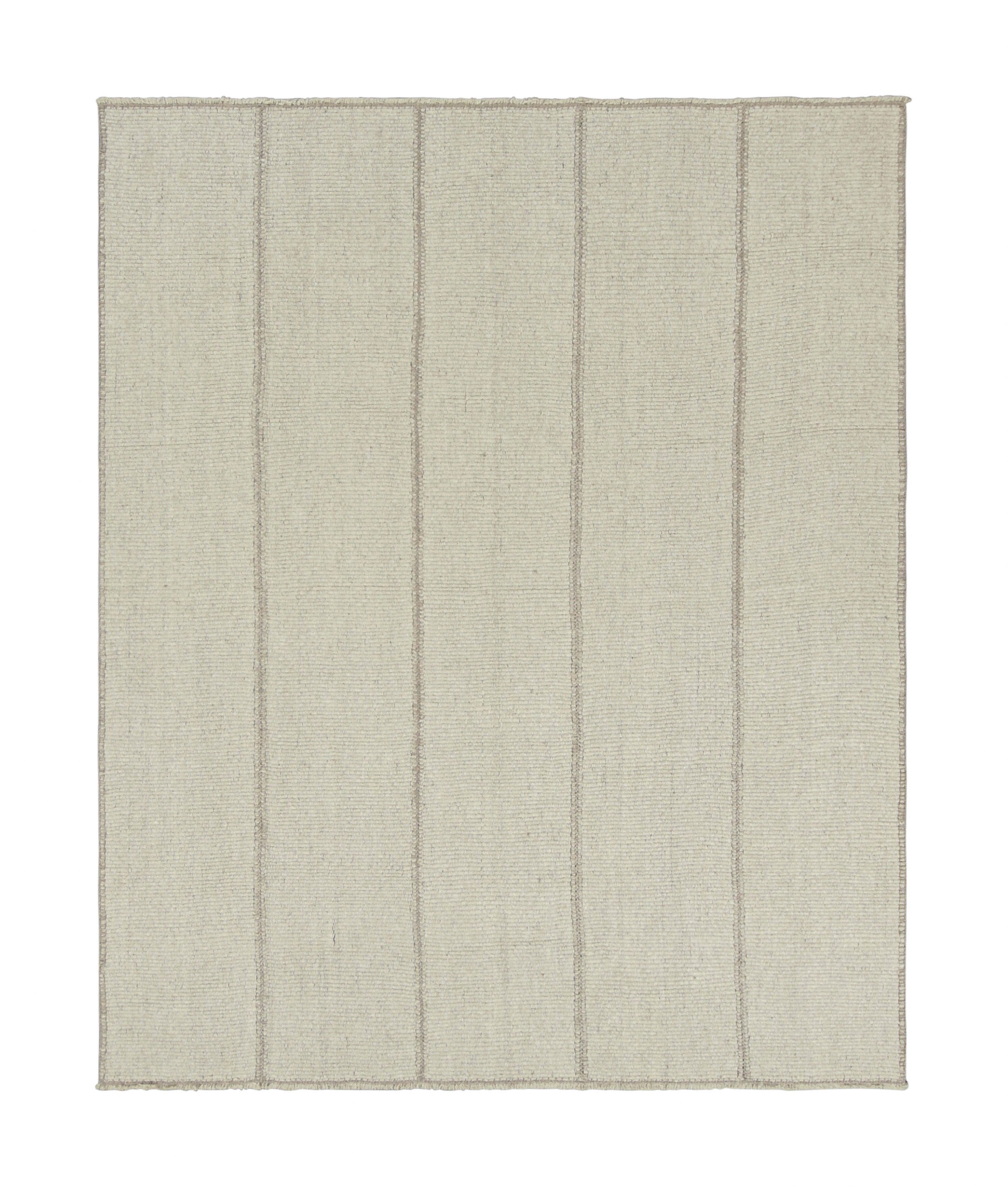 Rug & Kilim's Contemporary Kilim, Textural White Stripes and Beige Accents (en anglais)