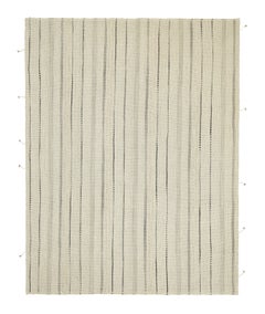 Rug & Kilim's Contemporary Kilim, White with Black and Gray Textural Stripes (Kilim contemporain, blanc avec des rayures texturées noires et grises)
