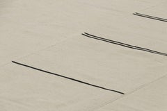 Rug & Kilim’s Contemporary Kilim, White with Black Stripes, Beige Accents