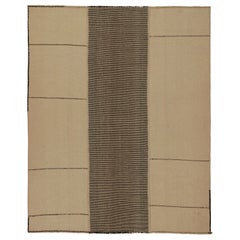 Rug & Kilim’s Contemporary Kilim with Beige and Black Textural Stripes
