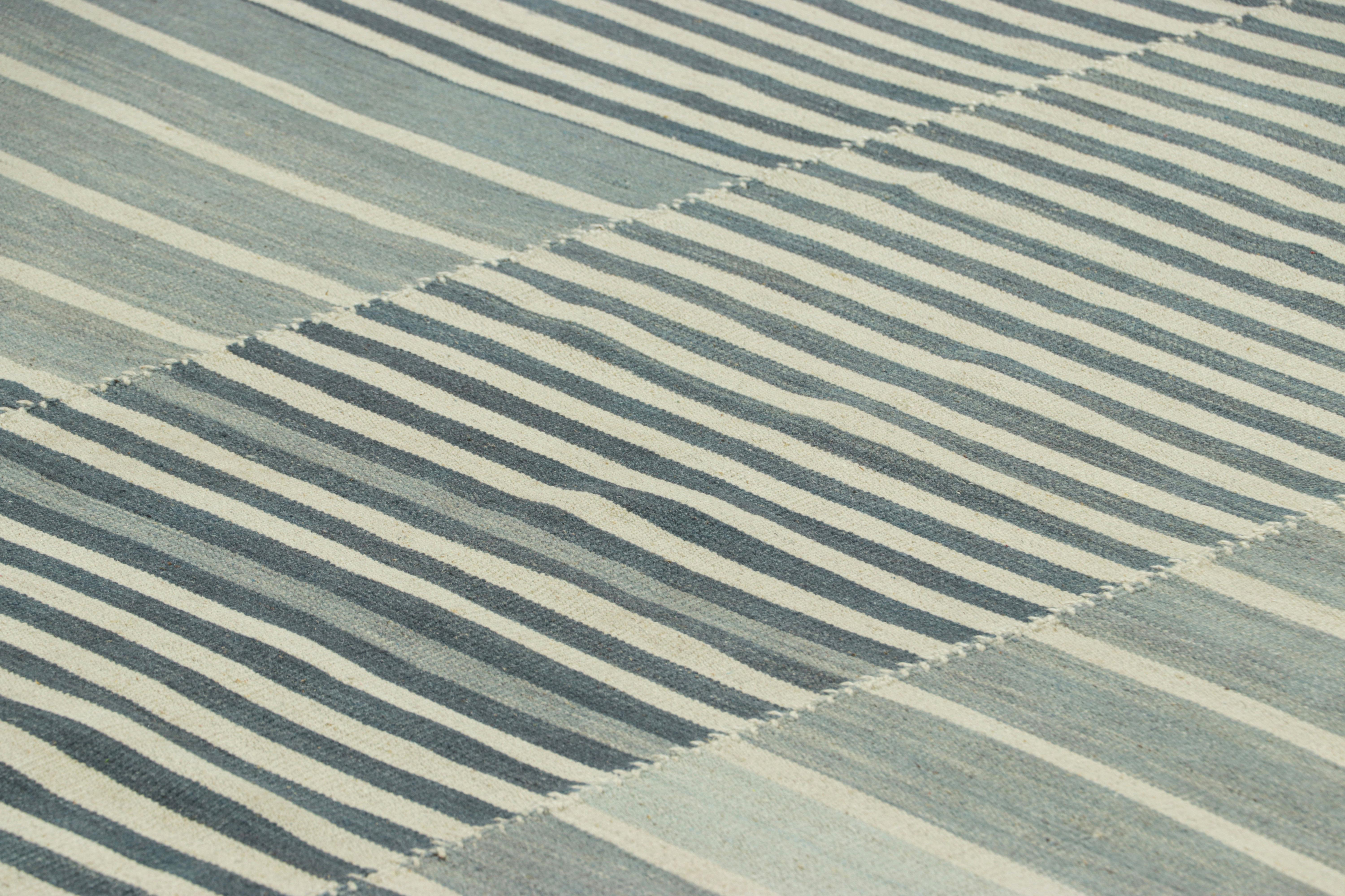 Handwoven in wool, this 6x8 contemporary Kilim is from an exciting new custom-capable flatweave collection by Rug & Kilim.

On the Design:

From our beloved “Rez Kilim” collection, a contemporary homage to Turkish and Persian panel-weaving styles,