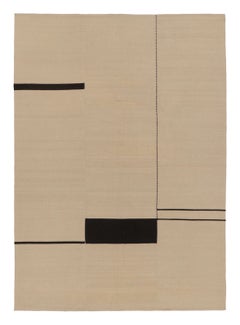 Rug & Kilim’s Contemporary Kilim with Geometric Design in Beige & Black